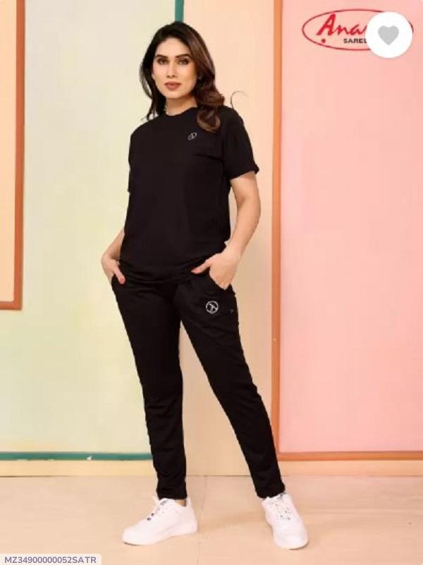 Trendy Printed Tracksuit - 2 Pcs Set in BlackTrendy Printed Tracksuit - 2 Pcs Set in Black