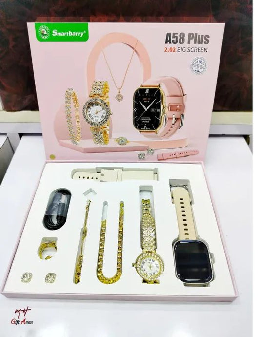 A58 Plus Smart Watch and Jewellery Combo