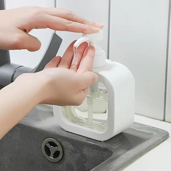 Soap Dispenser - 500ML Refillable Wash Hand Liquid, Dish Detergent, Shampoo Lotion Bottle with Pump Head and Label, Ideal for Kitchen & Bathroom Sink or Shower