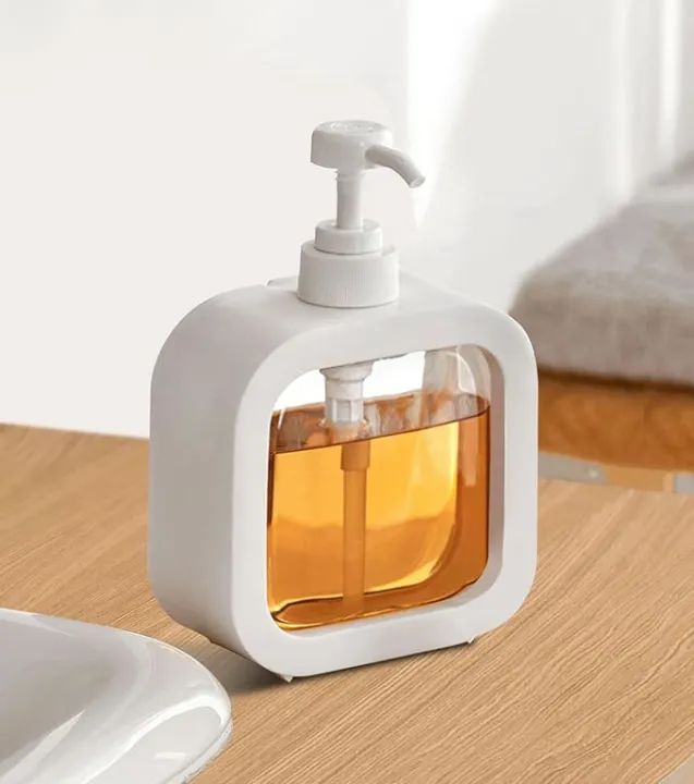 Soap Dispenser - 500ML Refillable Wash Hand Liquid, Dish Detergent, Shampoo Lotion Bottle with Pump Head and Label, Ideal for Kitchen & Bathroom Sink or Shower